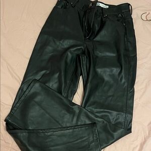 Zara Black Faux Leather Boot Cut, High Rise Pants